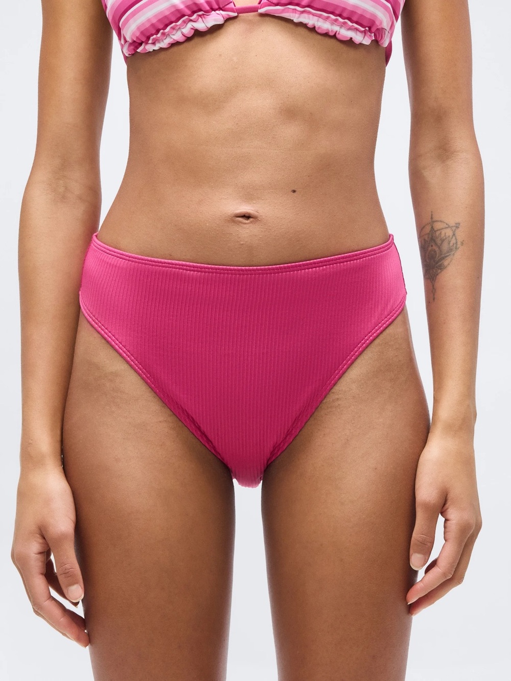 Hollister Pink Ribbed High-Waist Bikini Bottom